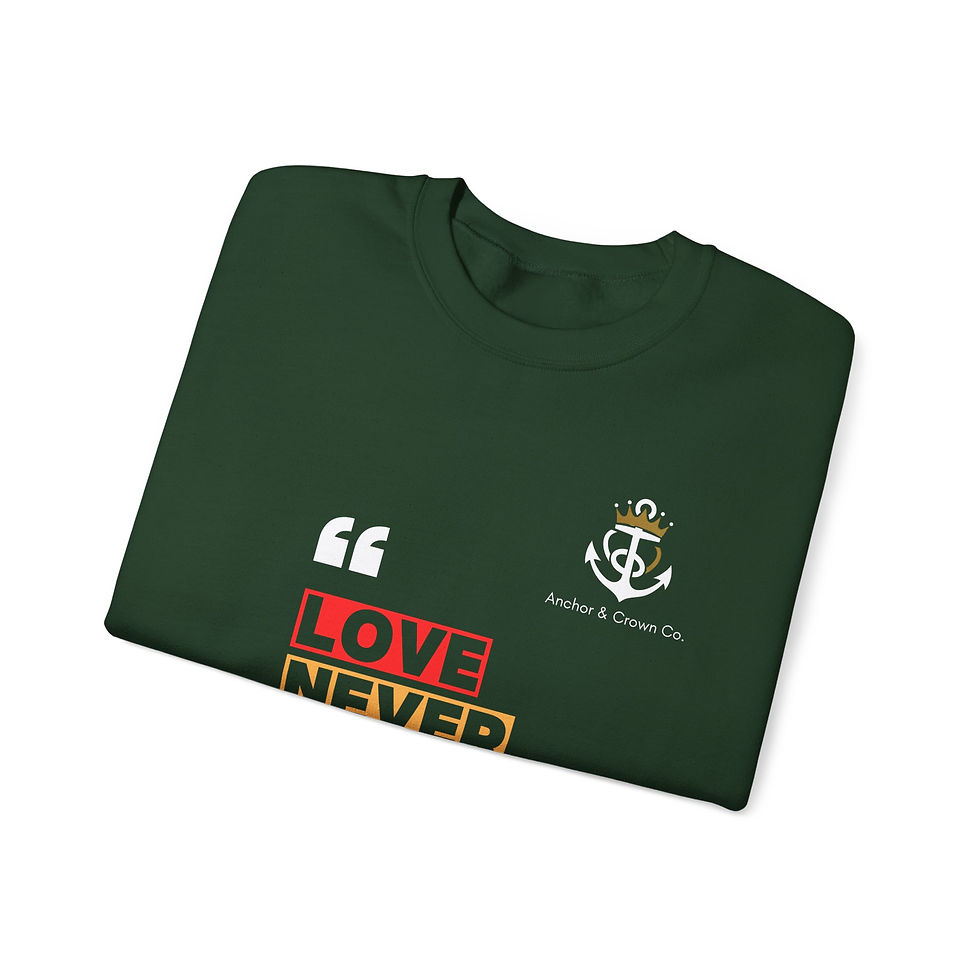 Thumbnail: Love Never Fails Unisex Crewneck Sweatshirt - Cozy Comfort for All Occasions