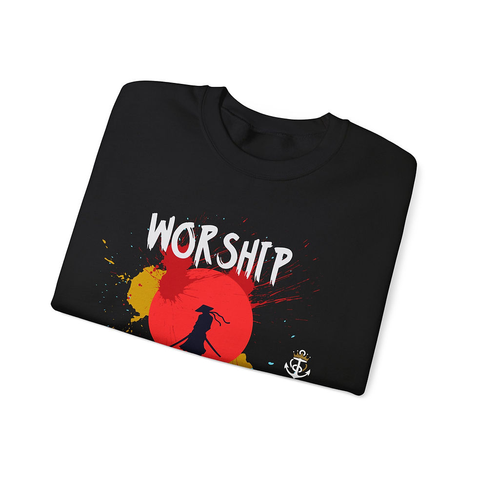 Thumbnail: Worship Warrior Christian Crewneck Sweatshirt Unisex Heavy Blend™ Bible