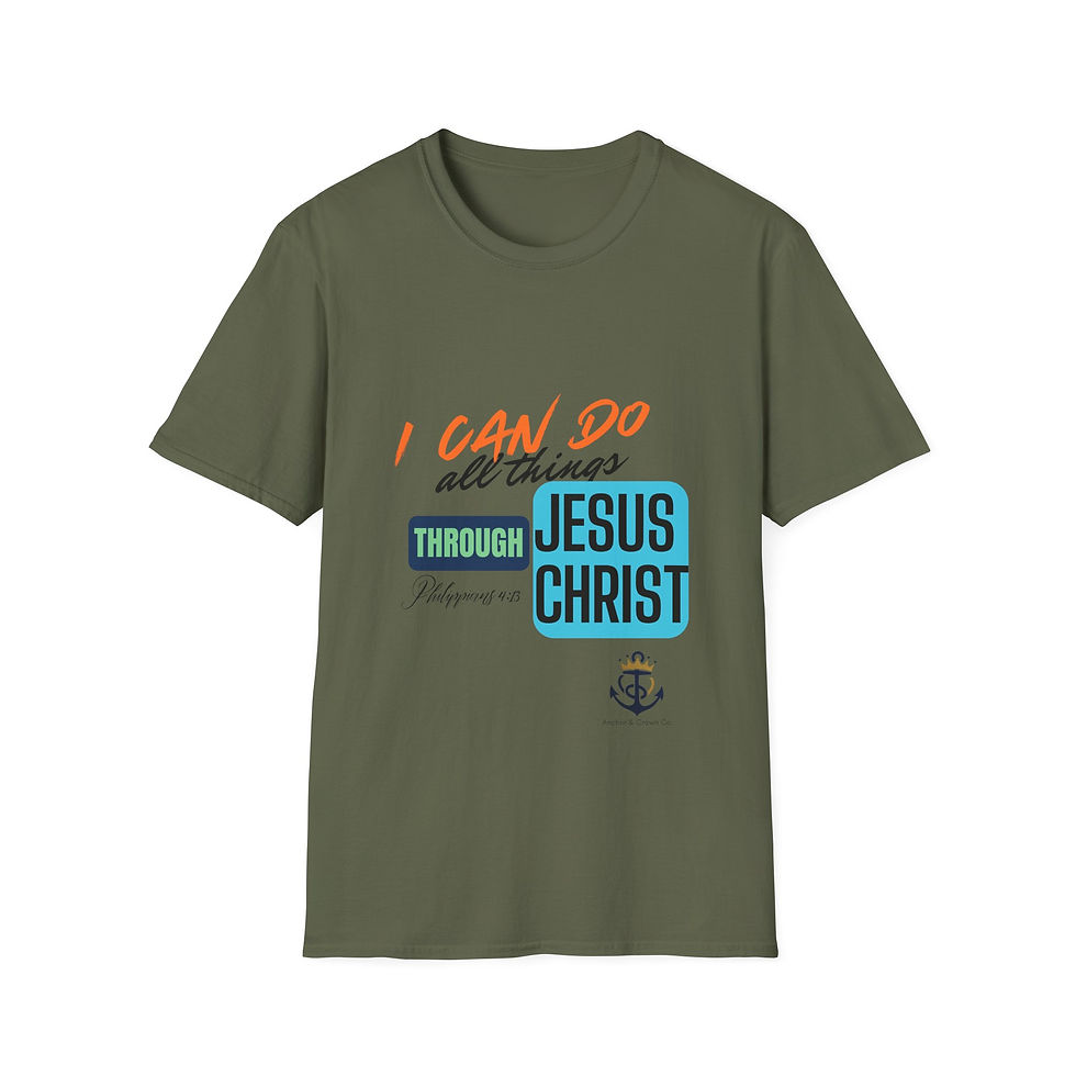 Thumbnail: Inspirational Unisex T-Shirt - 'I Can Do All Things Through Jesus Christ'