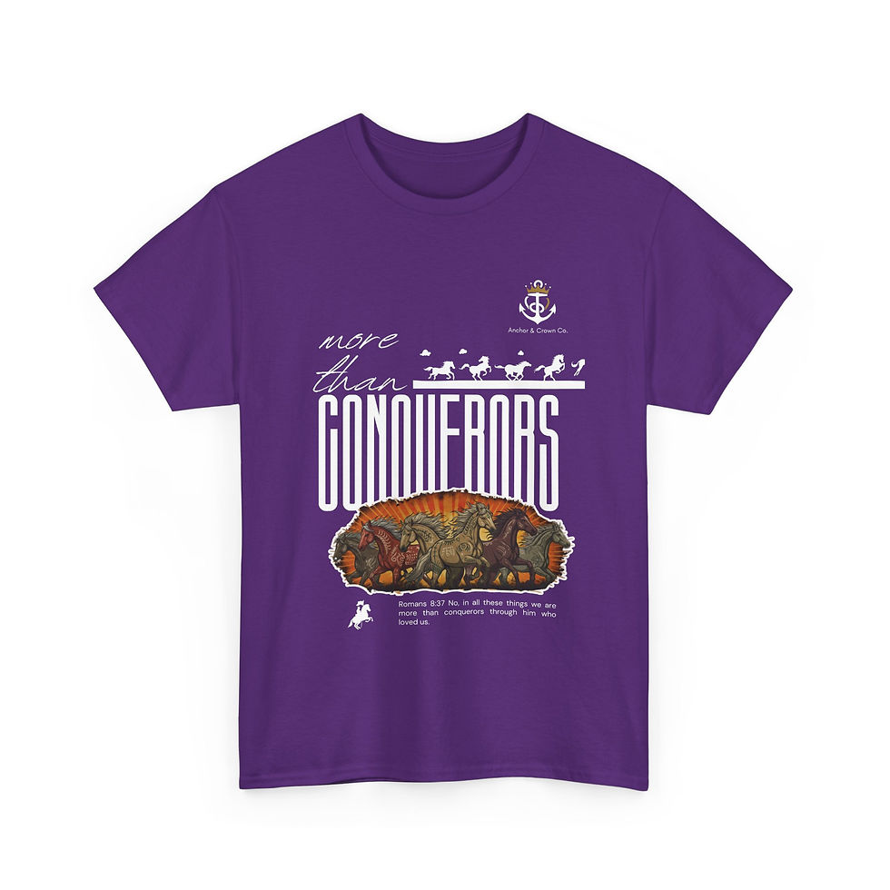Thumbnail: Inspiration Graphic Tee - 'More Than Conquerors' Unisex Cotton T-Shirt