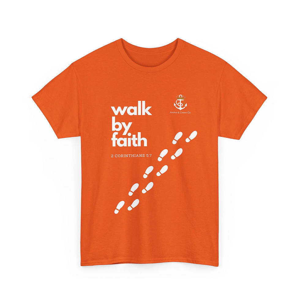 Thumbnail: Inspirational Faith Unisex Heavy Cotton Tee - 'Walk by Faith' 2 Corinthians 5:7