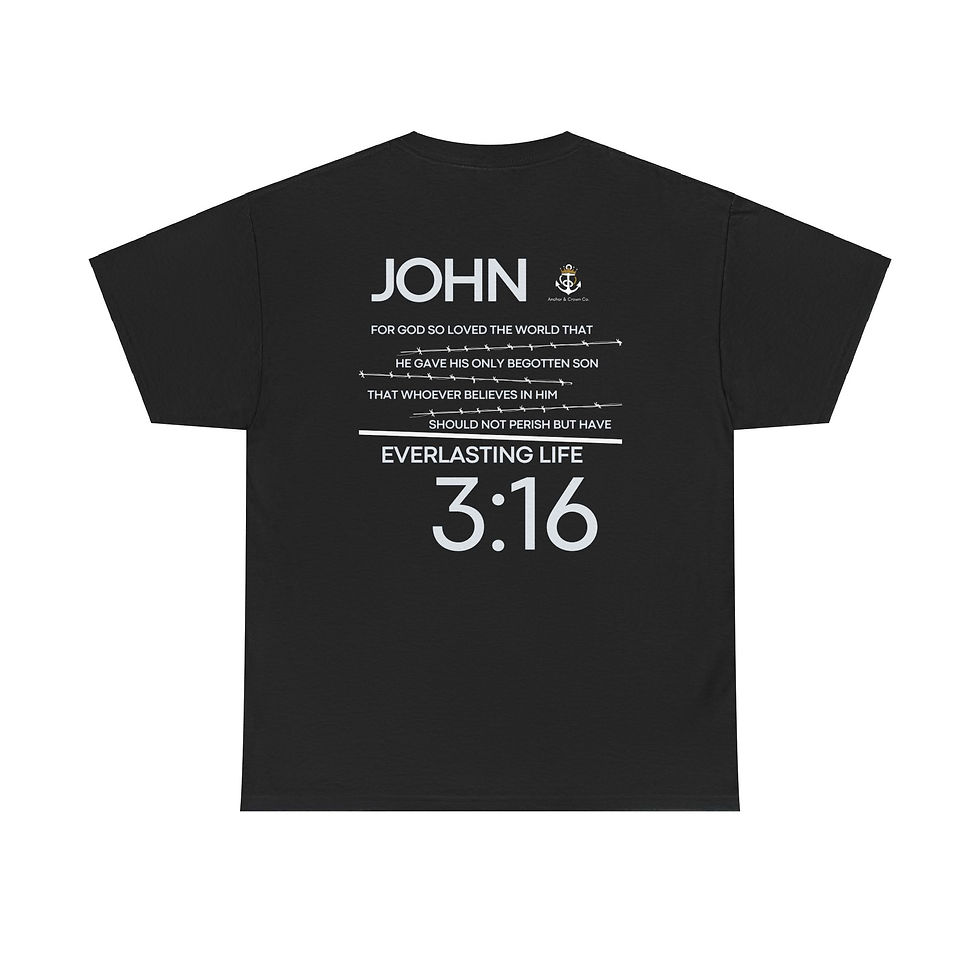 Thumbnail: John 3: 16 Faith-Inspired Unisex Heavy Cotton Tee with Anchor & Crown Design