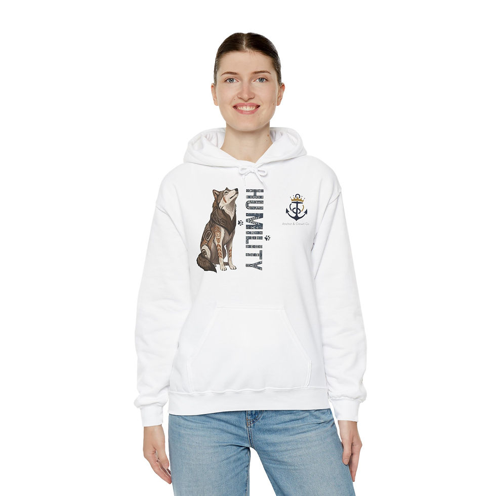 Thumbnail: Wolf Indigenous Native American Unisex Heavy Blend™ Hooded Sweatshirt - 