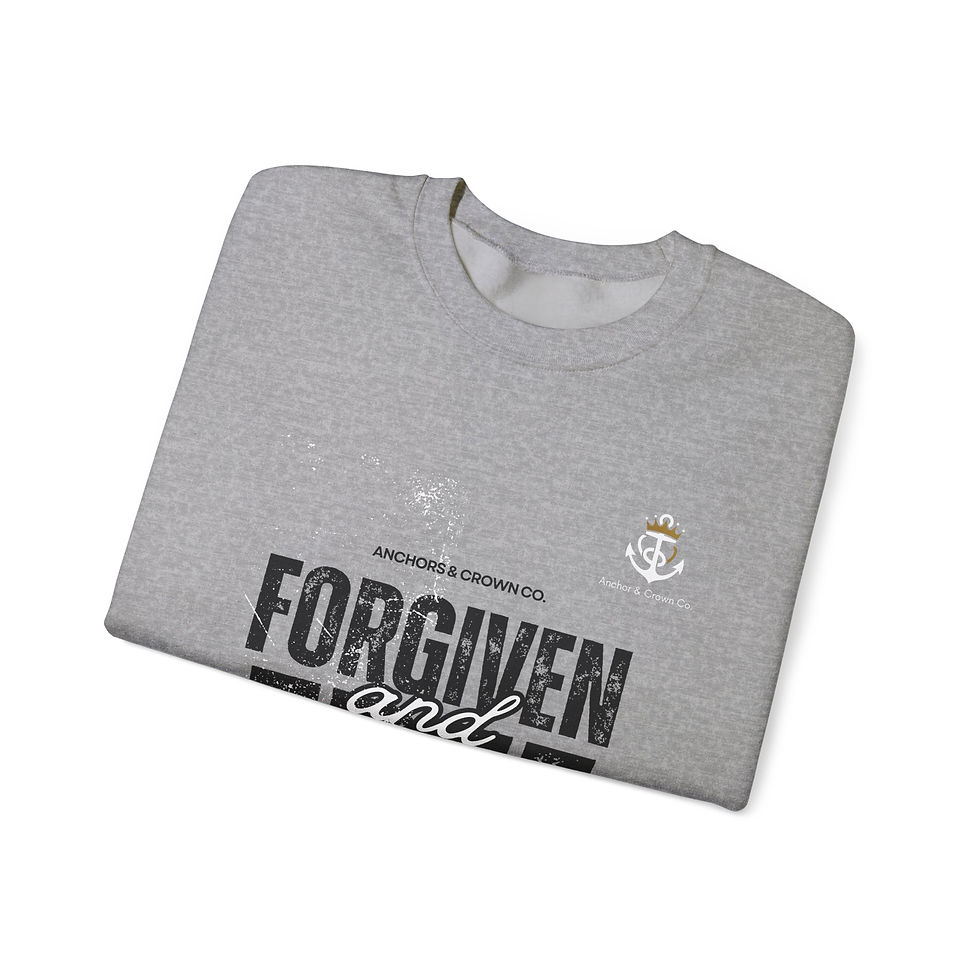 Thumbnail: Forgiven and Free Crewneck Sweatshirt - Bible Inspired Unisex Heavy Blend