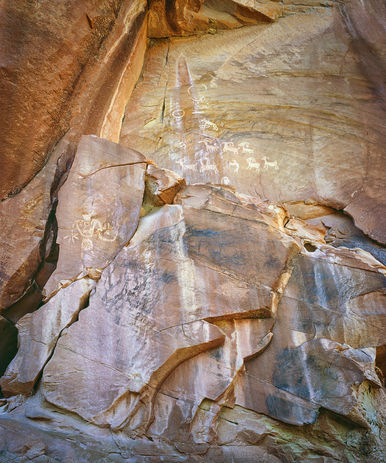 photo of ancient petroglyphs in the Middle Escalante River Canyon, Grand Staircase-Escalante National Monument. 