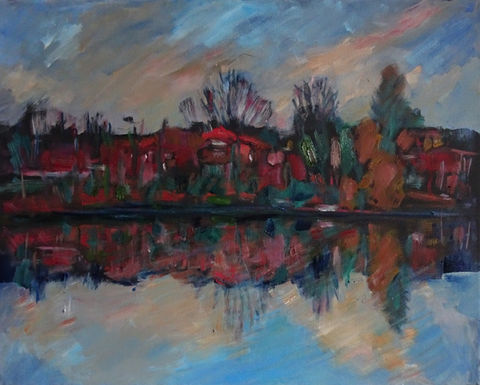 2023 Alster am Morgen , 2023, Öl auf Leinwand, 40 x 50 cm