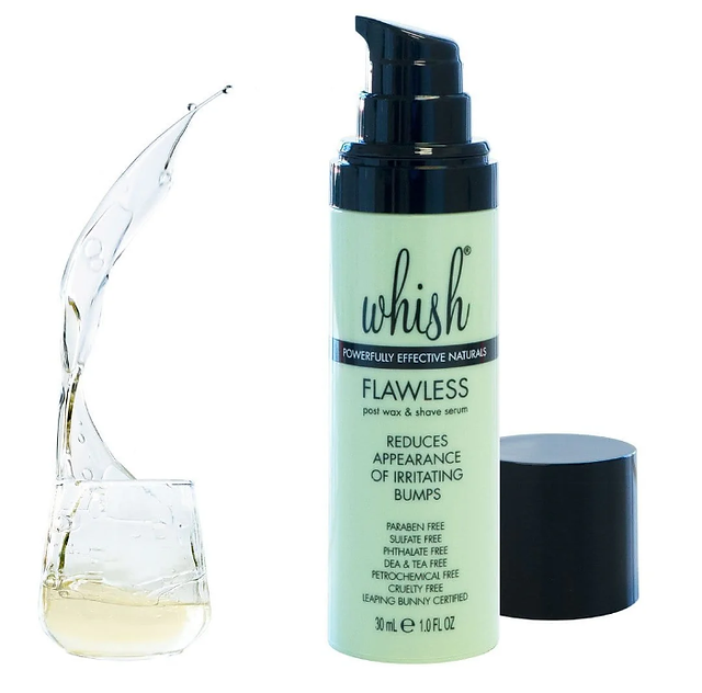 Whish Flawless Serum showing serum flowing out of cup