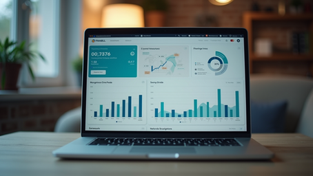 Eye-level view of a laptop screen showing website analytics