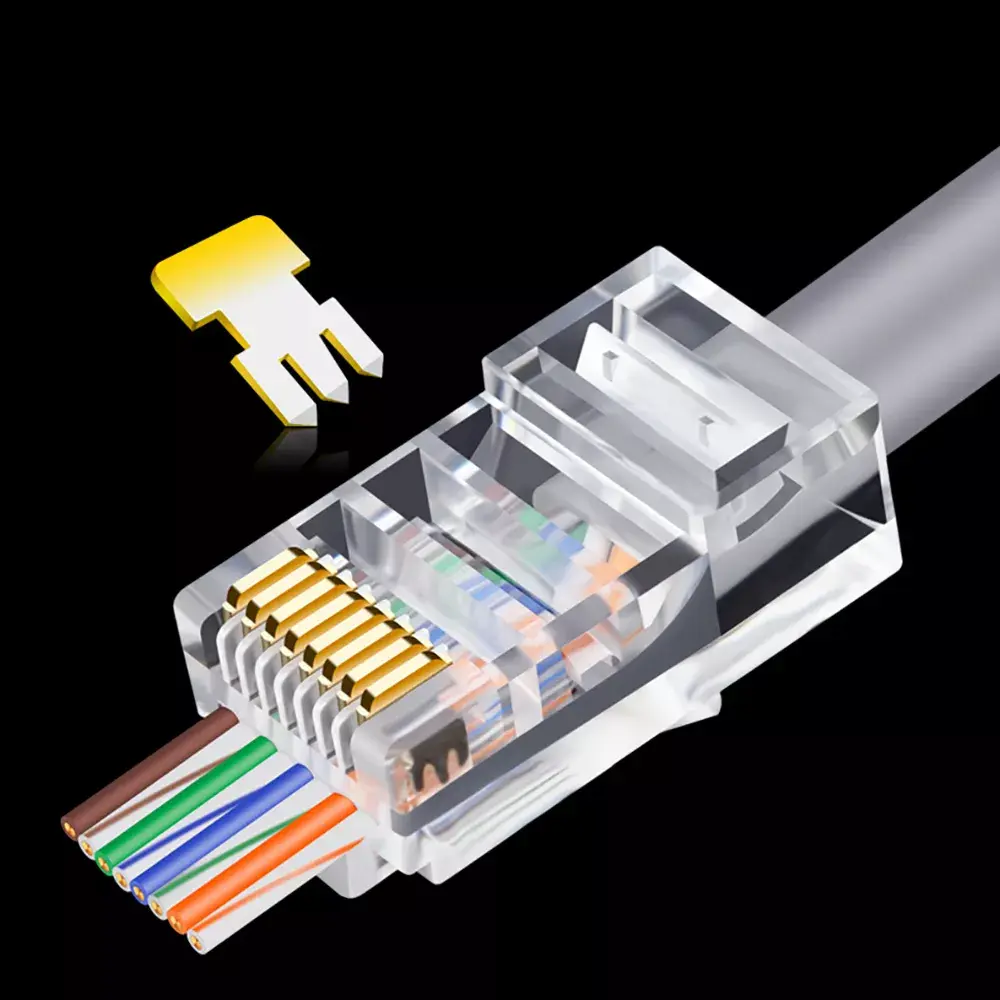 RJ45 Connector 6U Gold Plated Passthrough Ethernet Cables Cat5 Cat5e