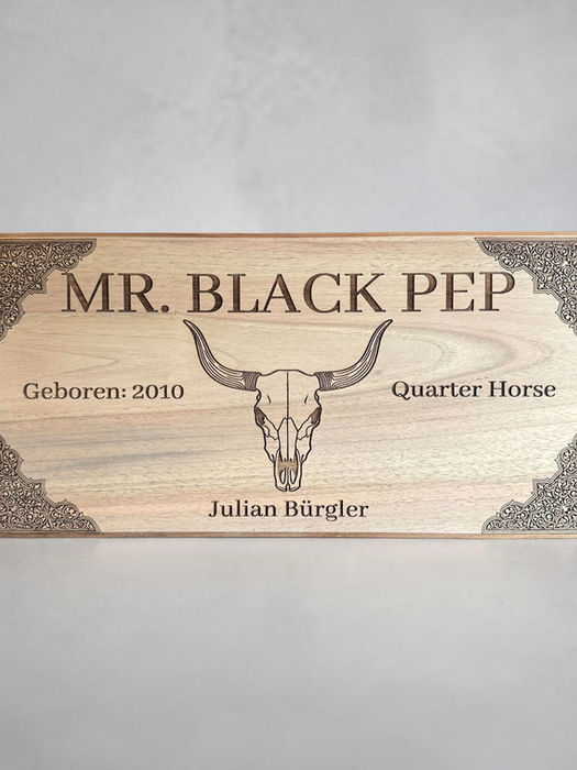Pferdeboxenschild aus Holz Typ "Pep"