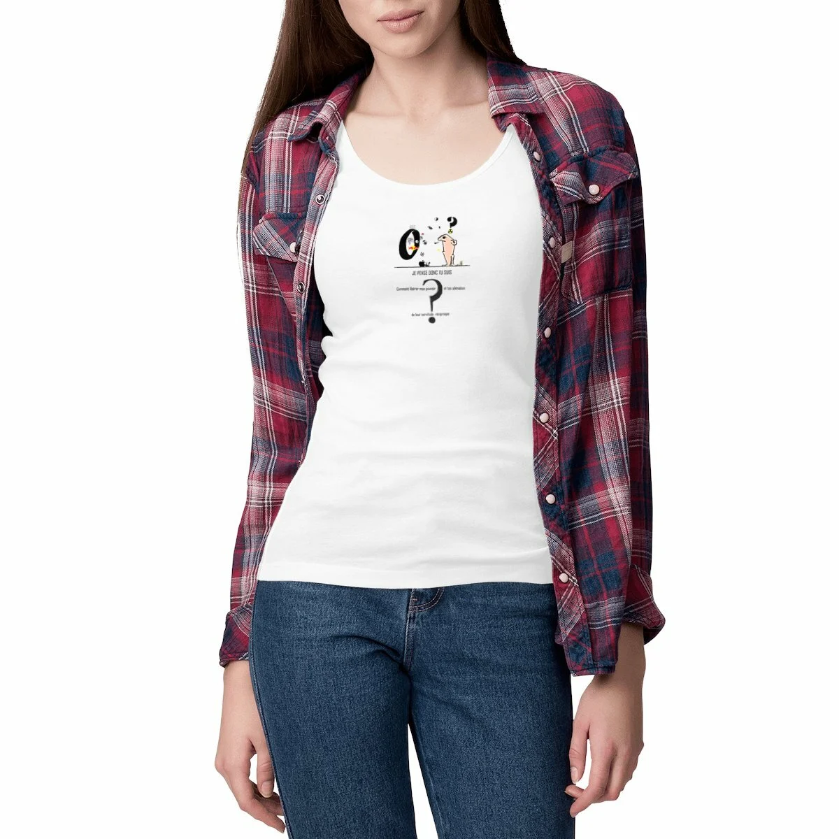 Débardeur graphique femme - Je pense donc tu suis