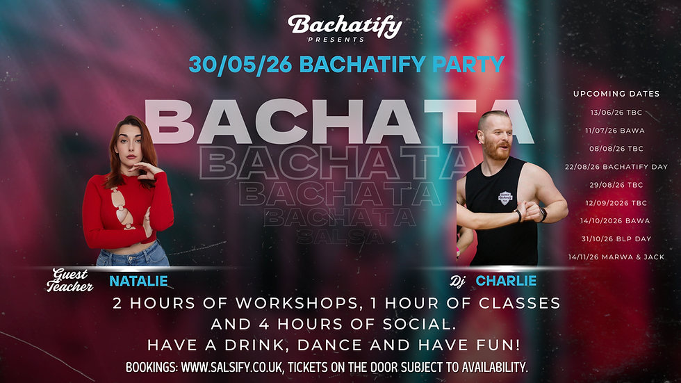 Bachatify: Saturday 30th May 2026 Workshop, Party and Social with Natalie