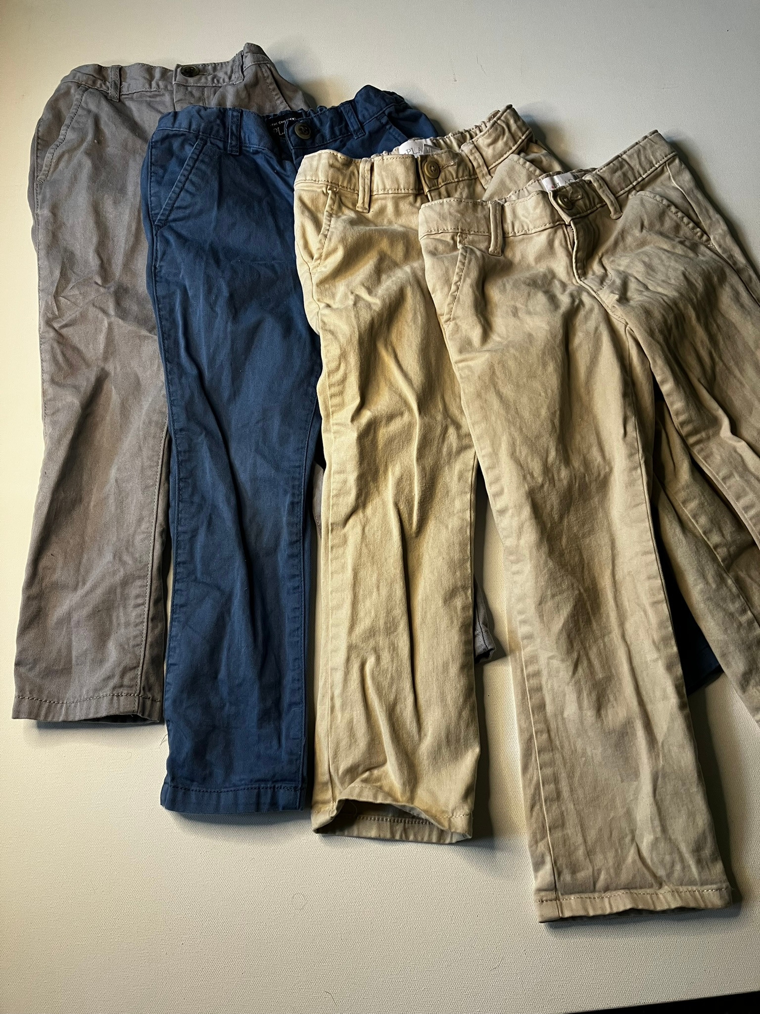 Set of 4 Chino Pants (Stone, Khaki, Blue, Grey)