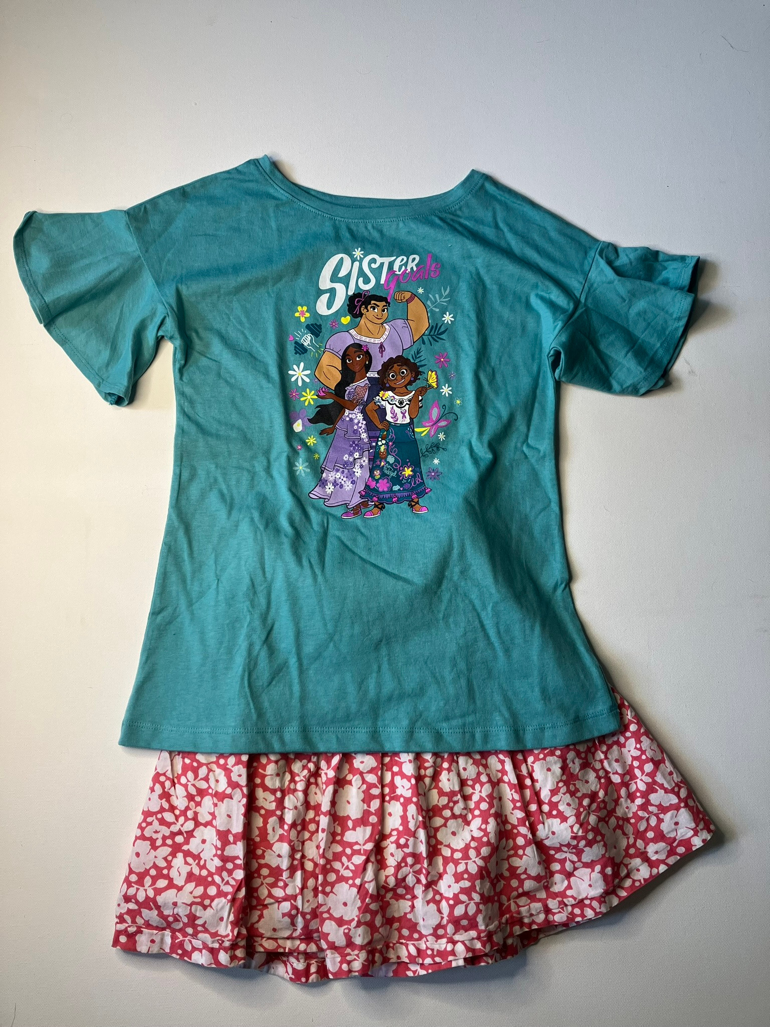 Disney Encanto Shirt with Pink Flower Land's End Skirt