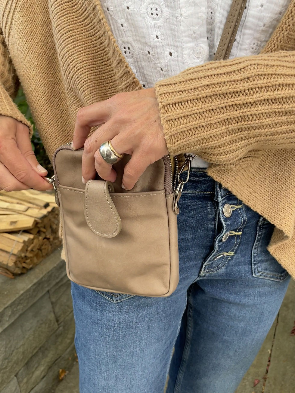 Miniaturbild: Handytasche Leder - taupe
