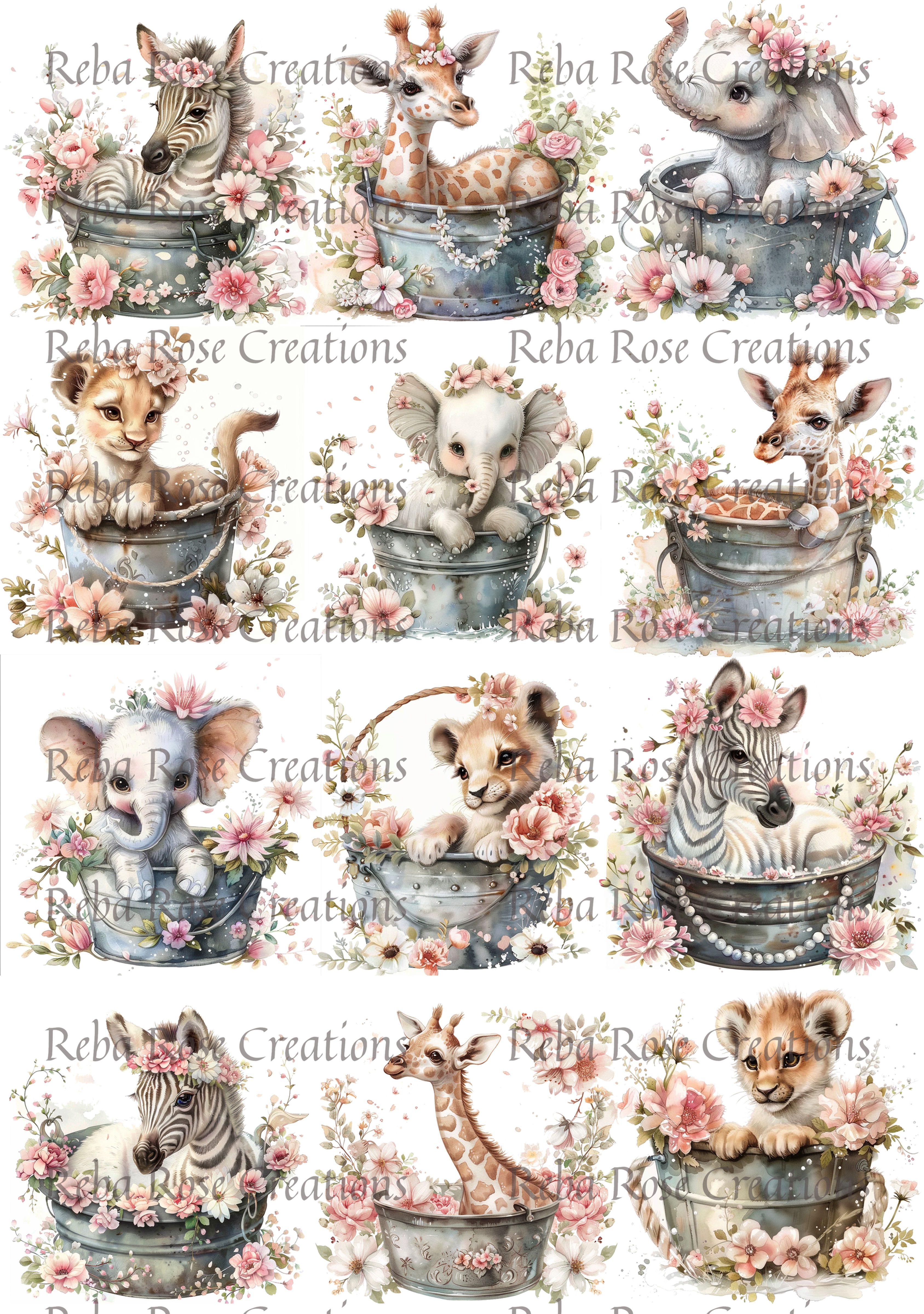 A3-62-Safari Babies in Buckets
