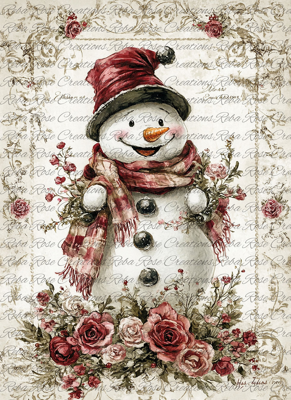 2356--Winter Rose Snowman