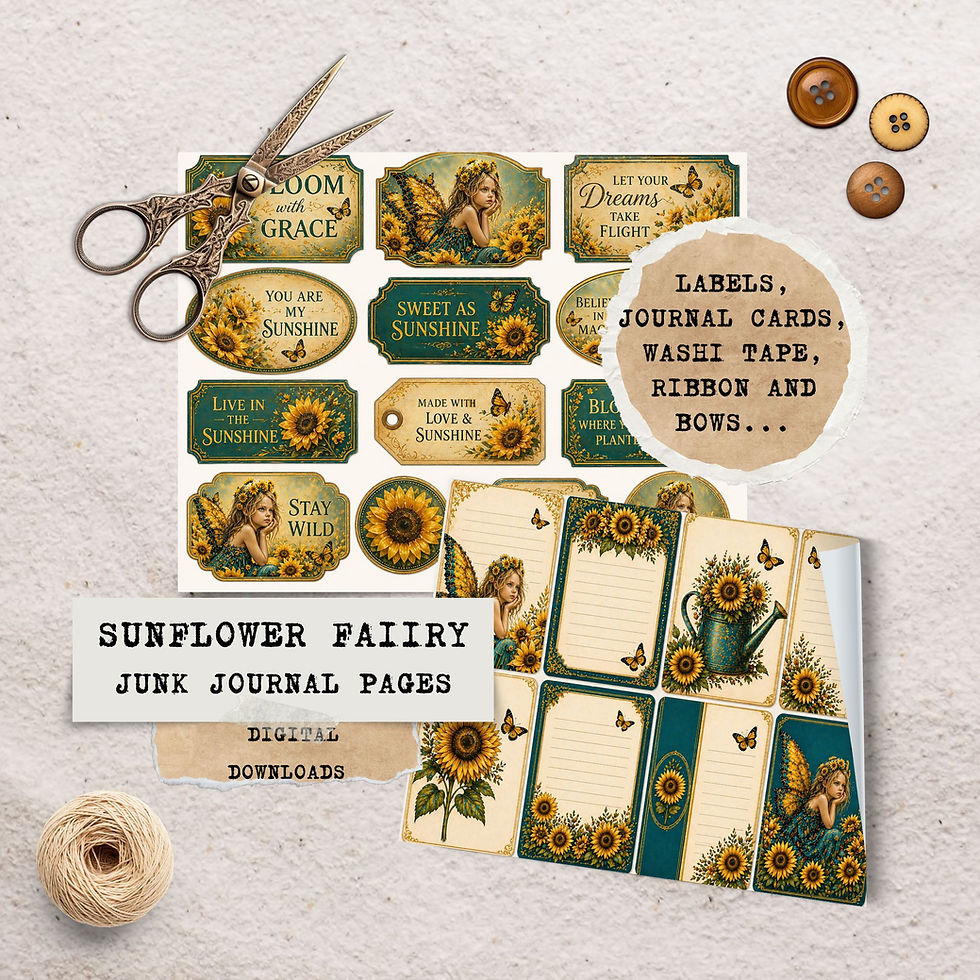 Thumbnail: DD-Sunflower Fairy Junk Journal Kit -No Physical Product
