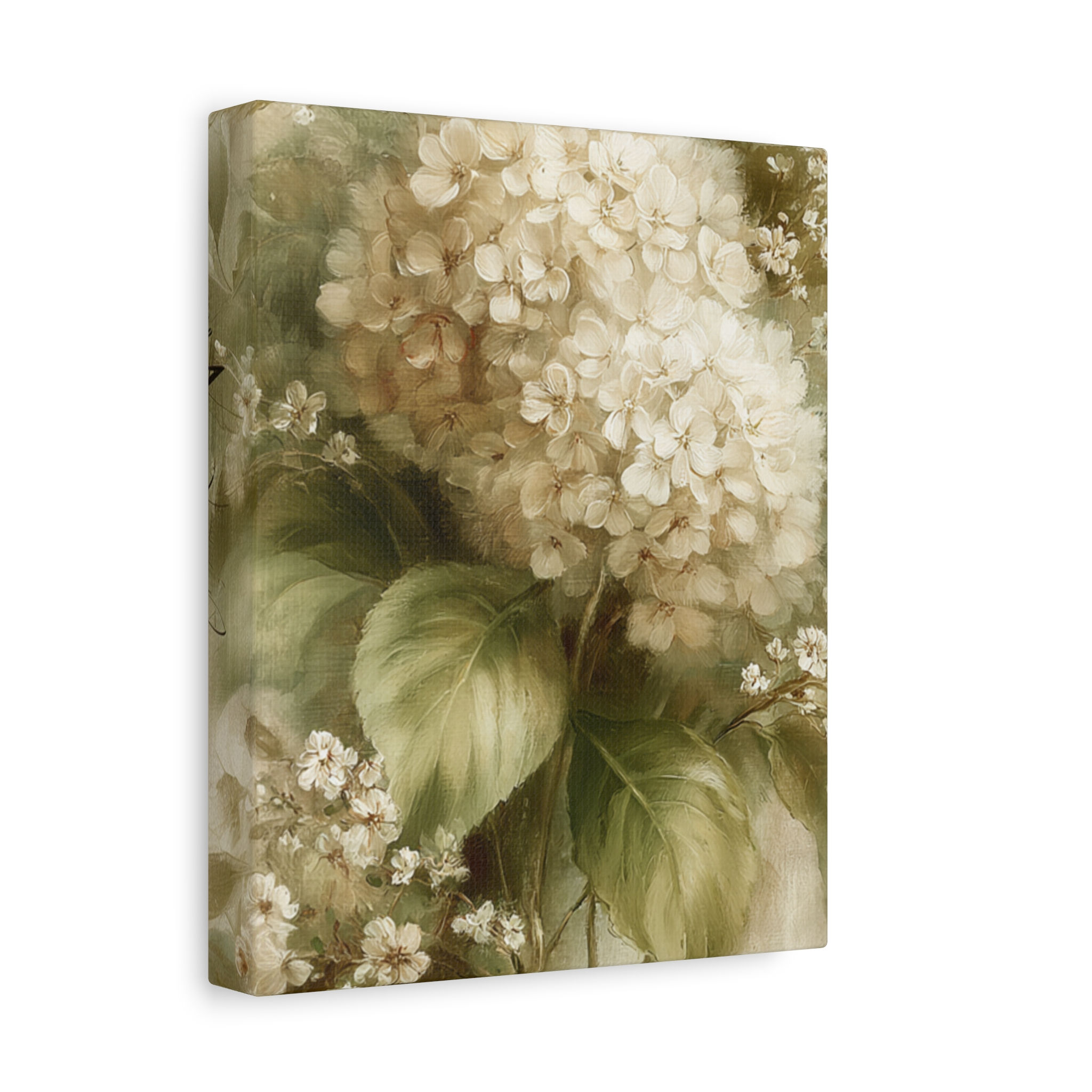Hydrangea Floral Canvas Wall Art – Vintage Botanical Matte Stretched Print