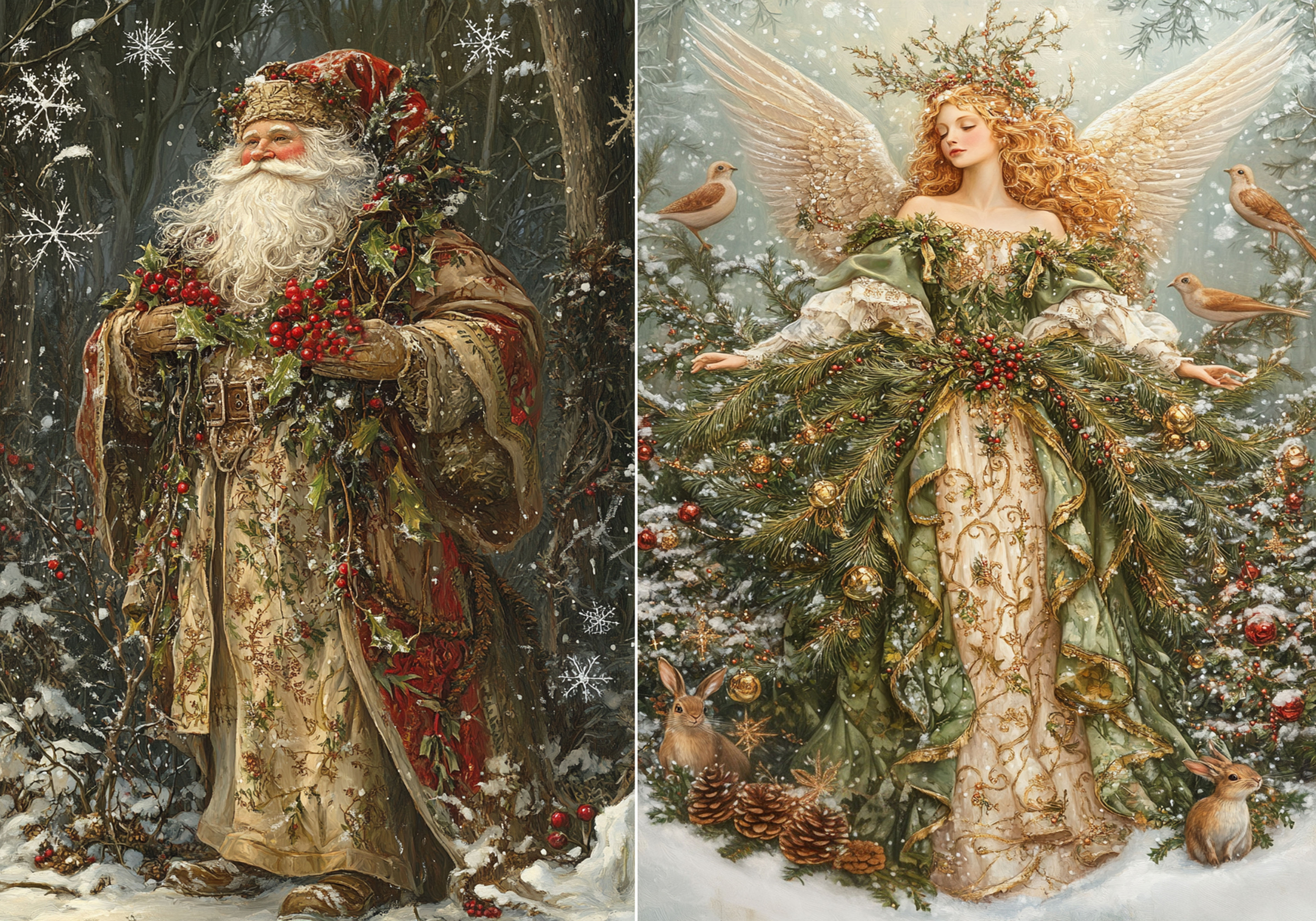 A3-86- Woodland Santa and Angel
