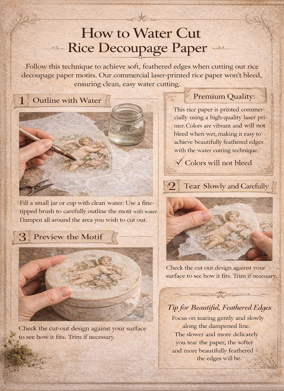 Thumbnail: Shop unique decoupage Rice paper designs by Reba Rose Creations. High-quality rice pa