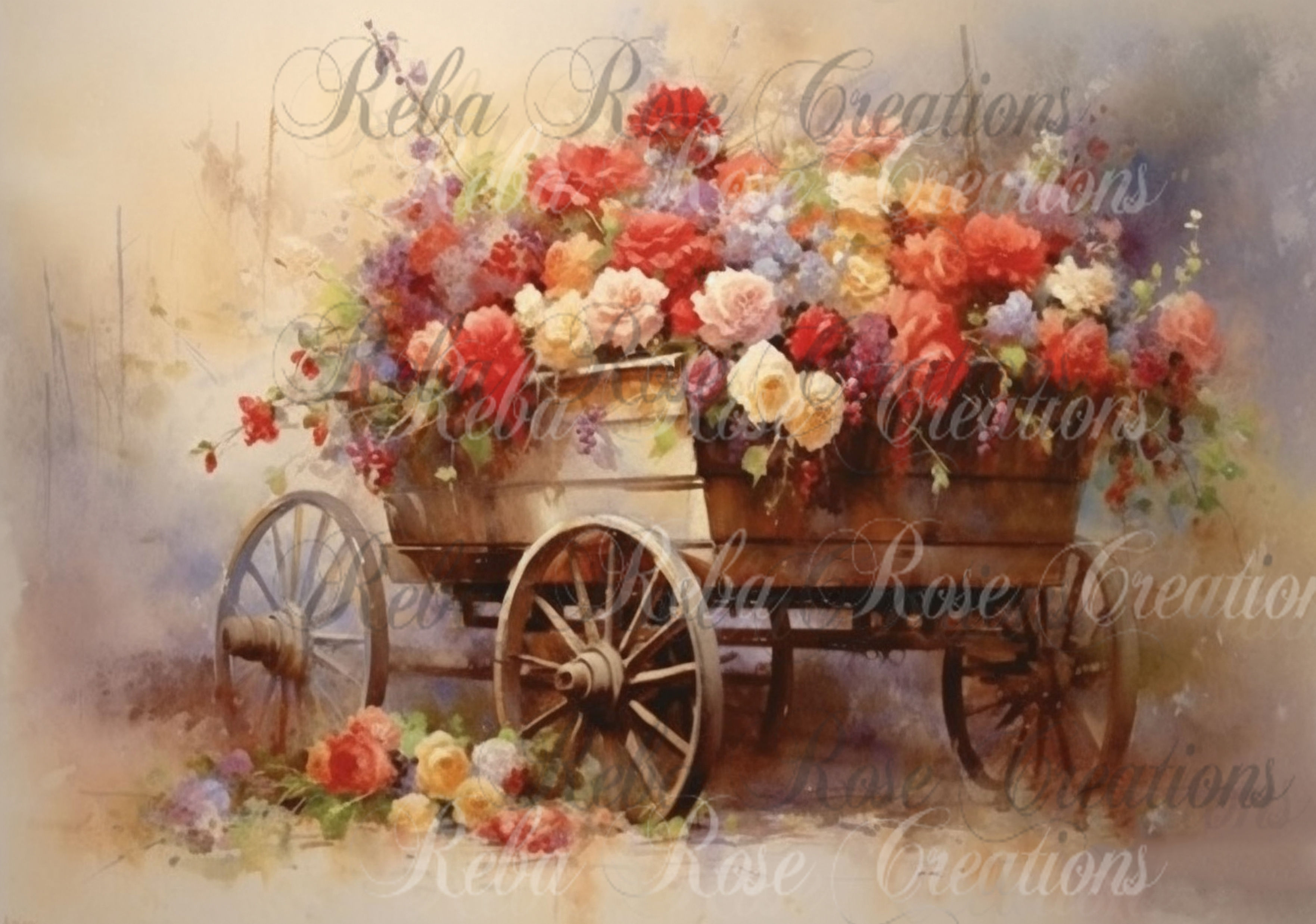 0392 - Rustic Flowering Cart