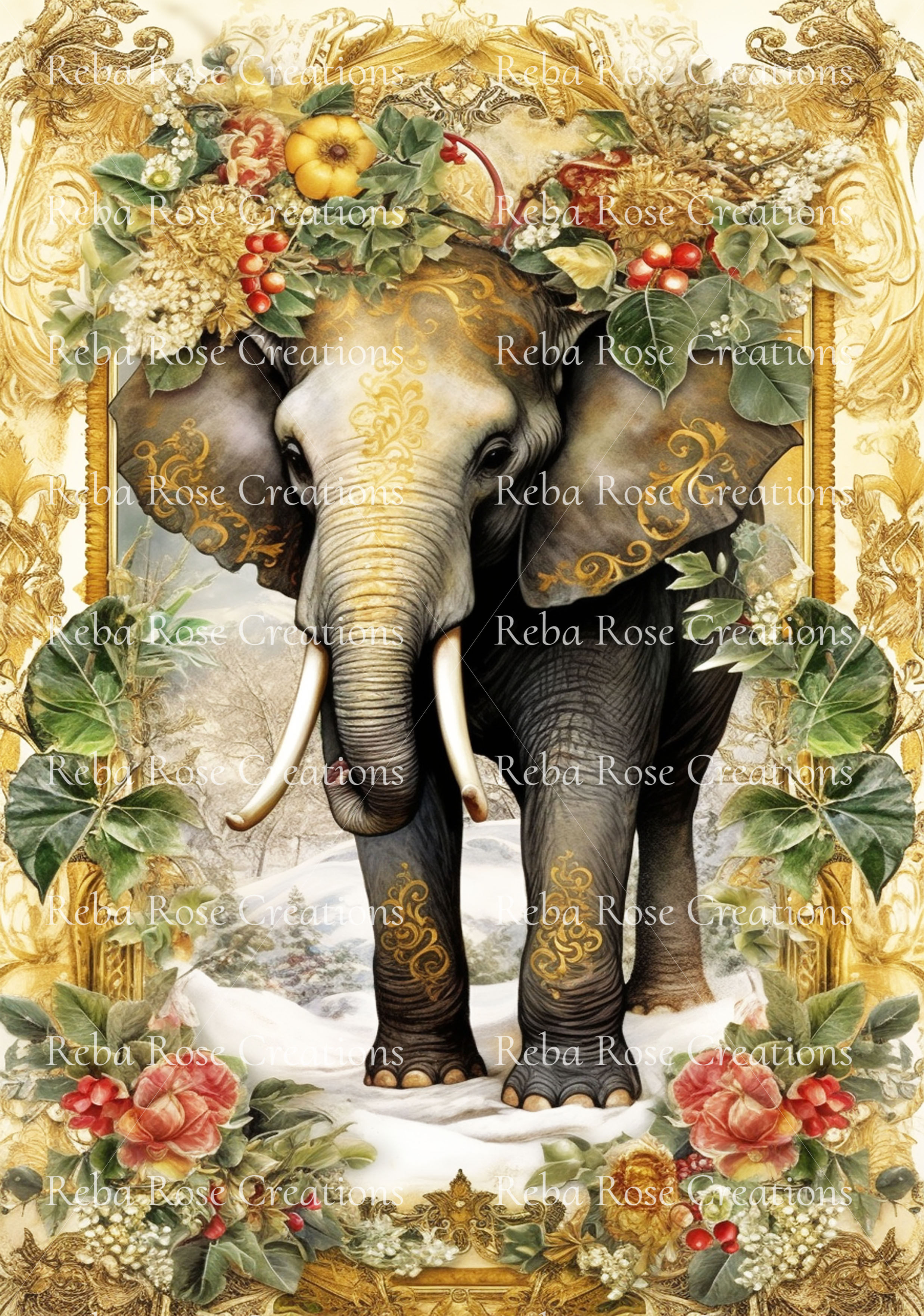 1148 - Floral Elephant