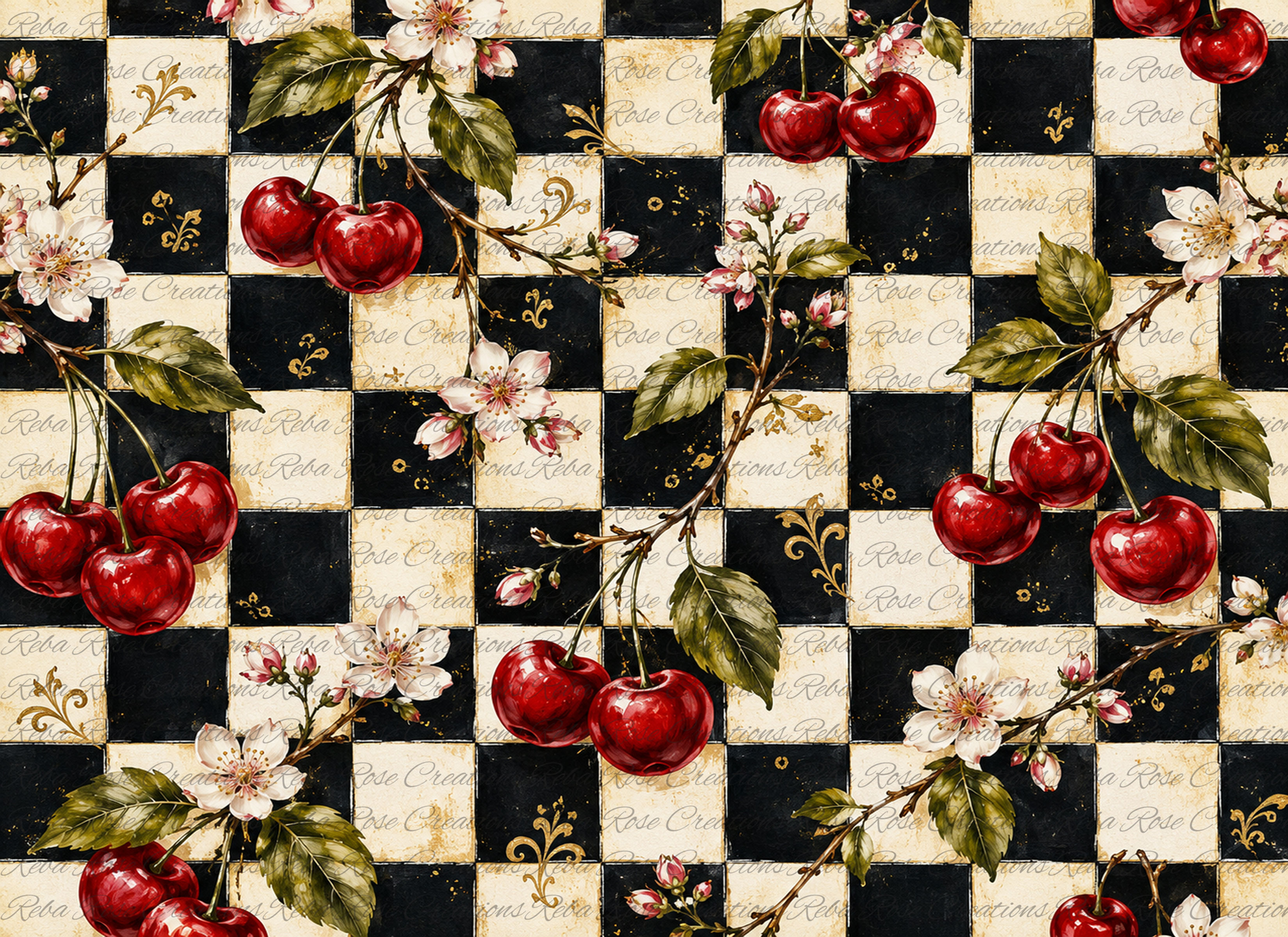 2989-Rolling Pin Wrap-Checkered Cherries