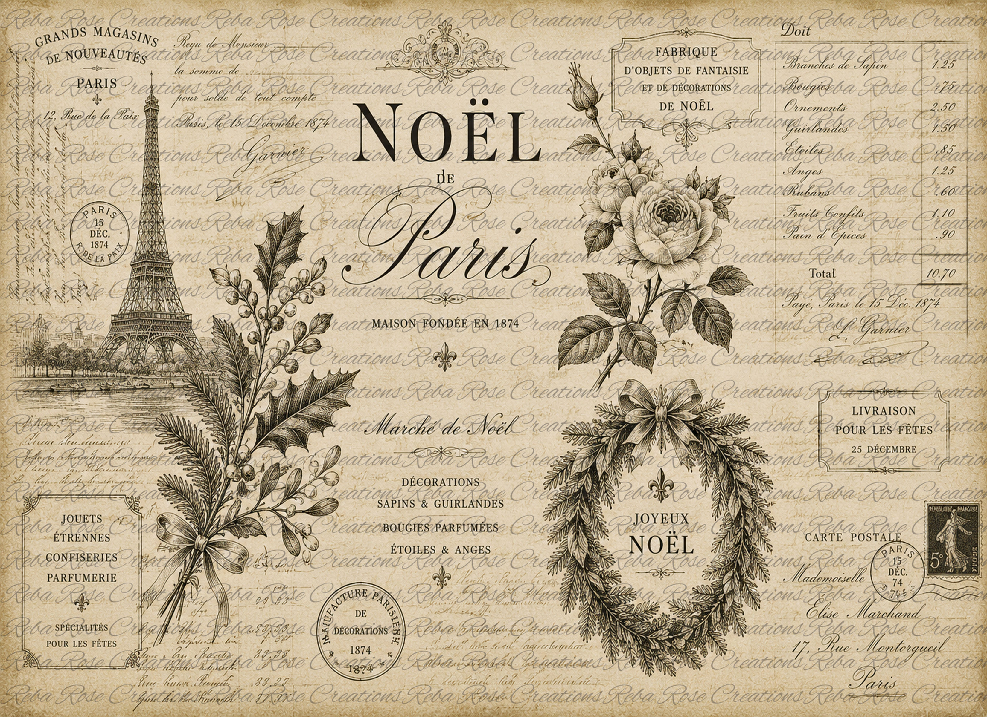 3000-Rolling Pin Wrap-Noel in Paris