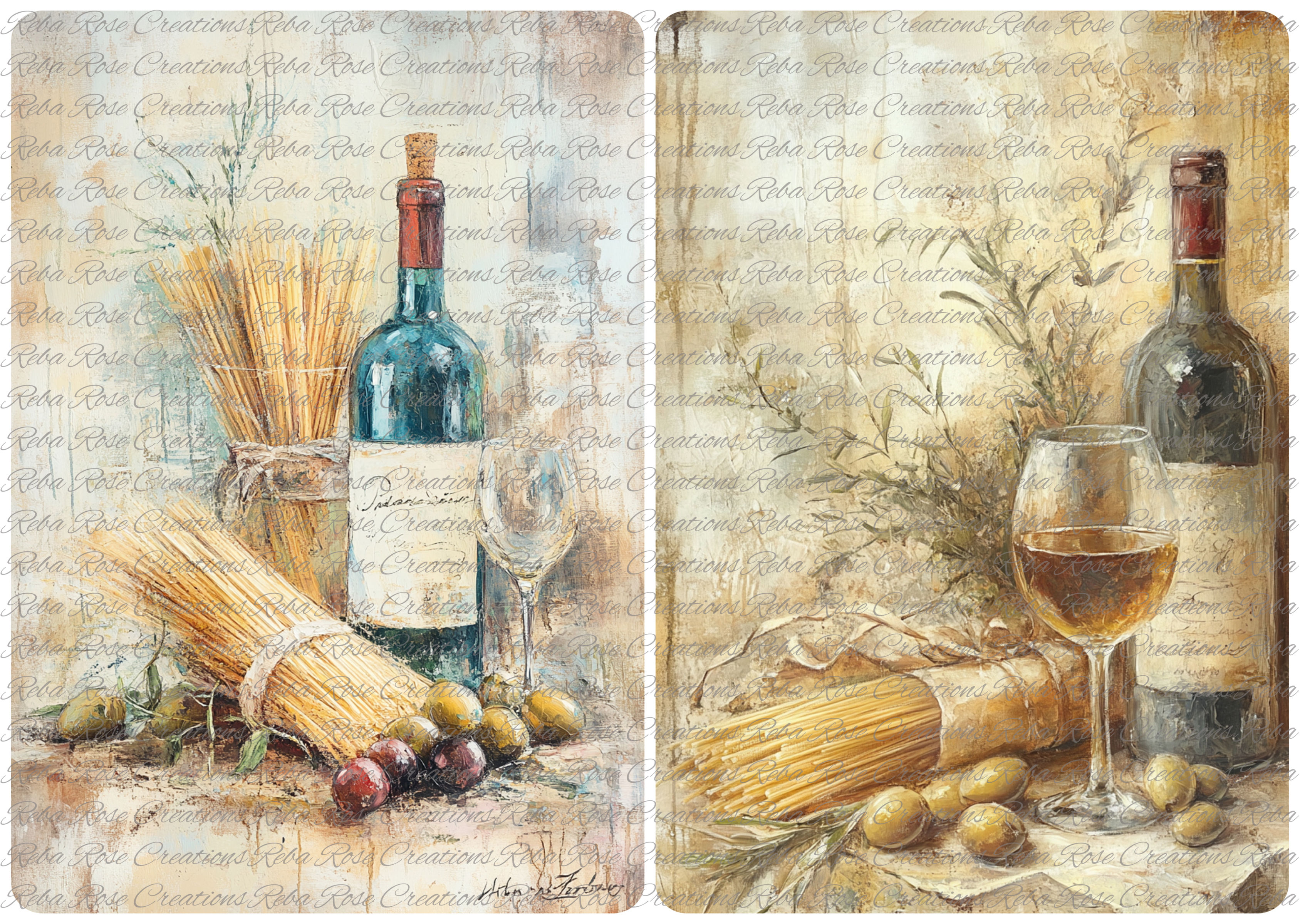 1596-Still Life Italy Wine & Pasta