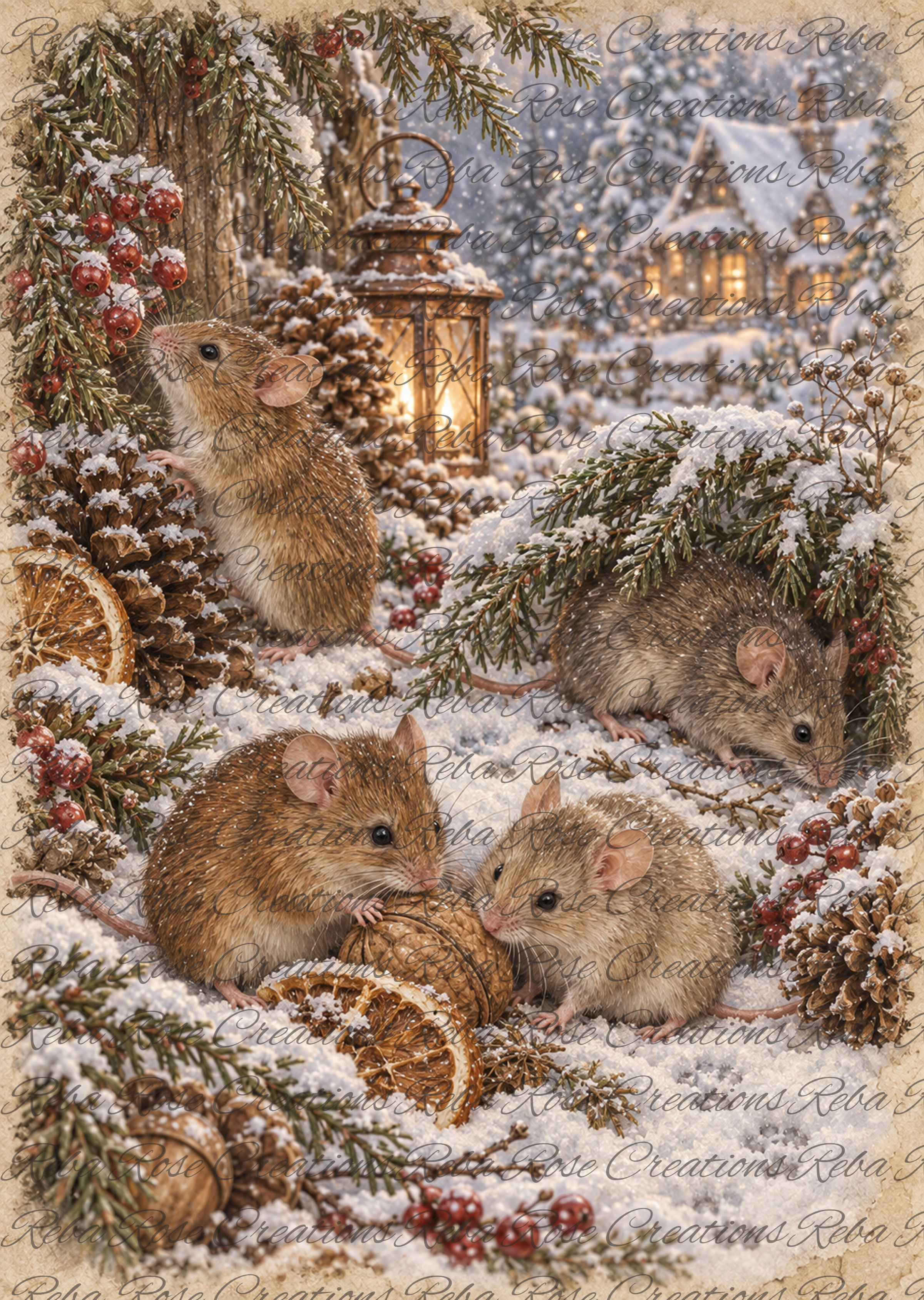 3148-Christmas Foraging Mice