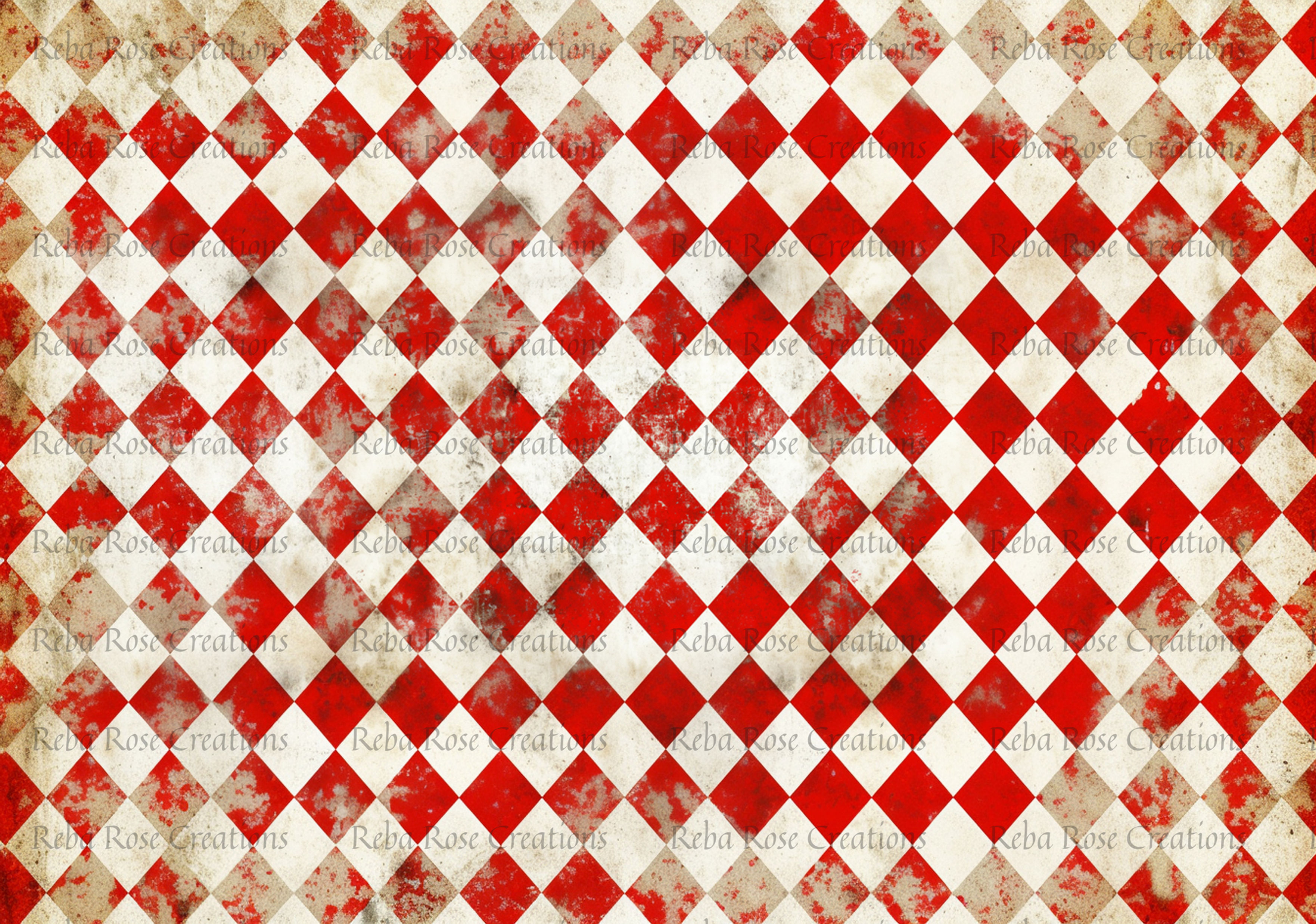 1426-Red and White Harliquinn Pattern