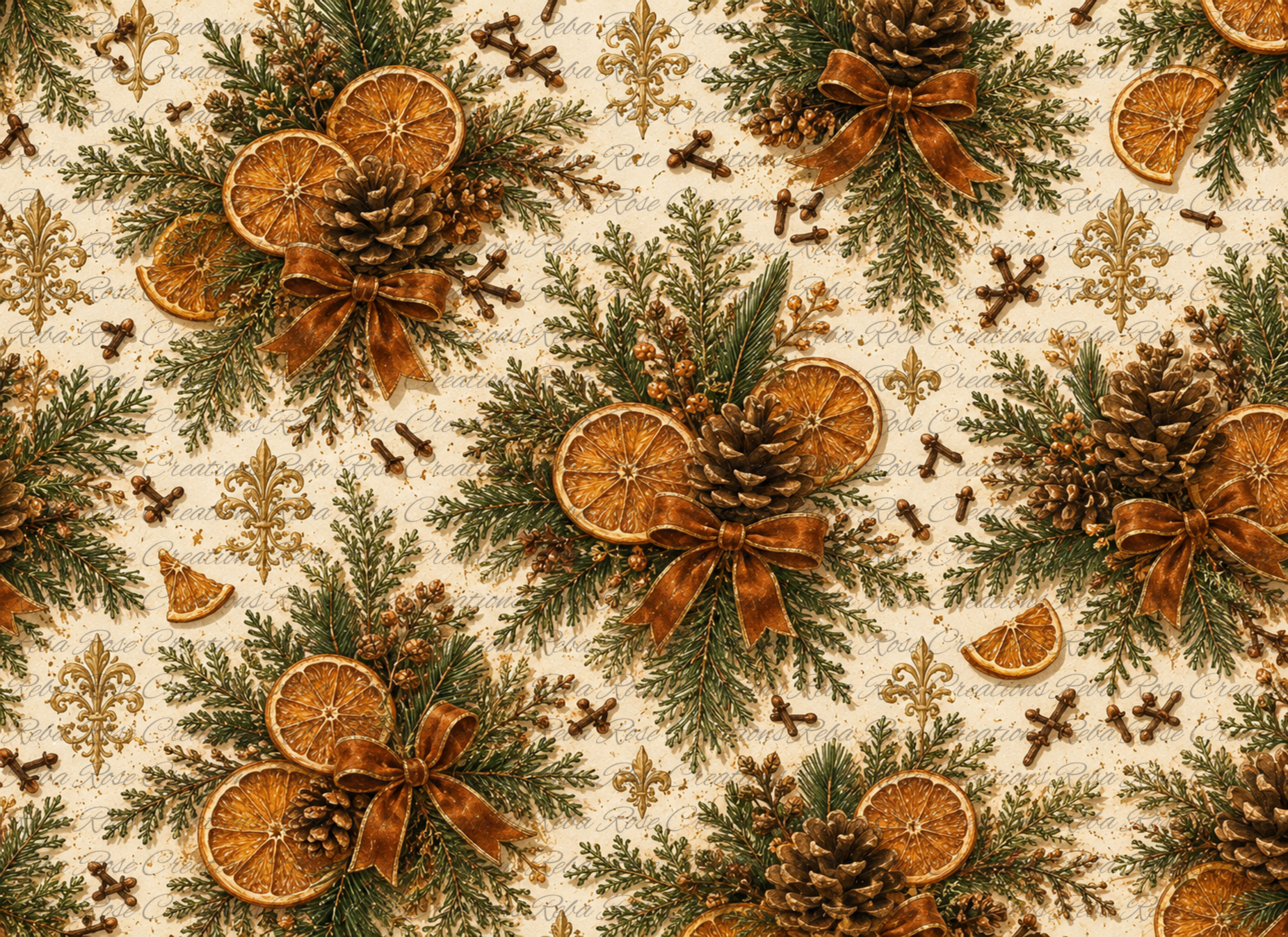 3001-Rolling Pin Wrap-Oranges and Cloves
