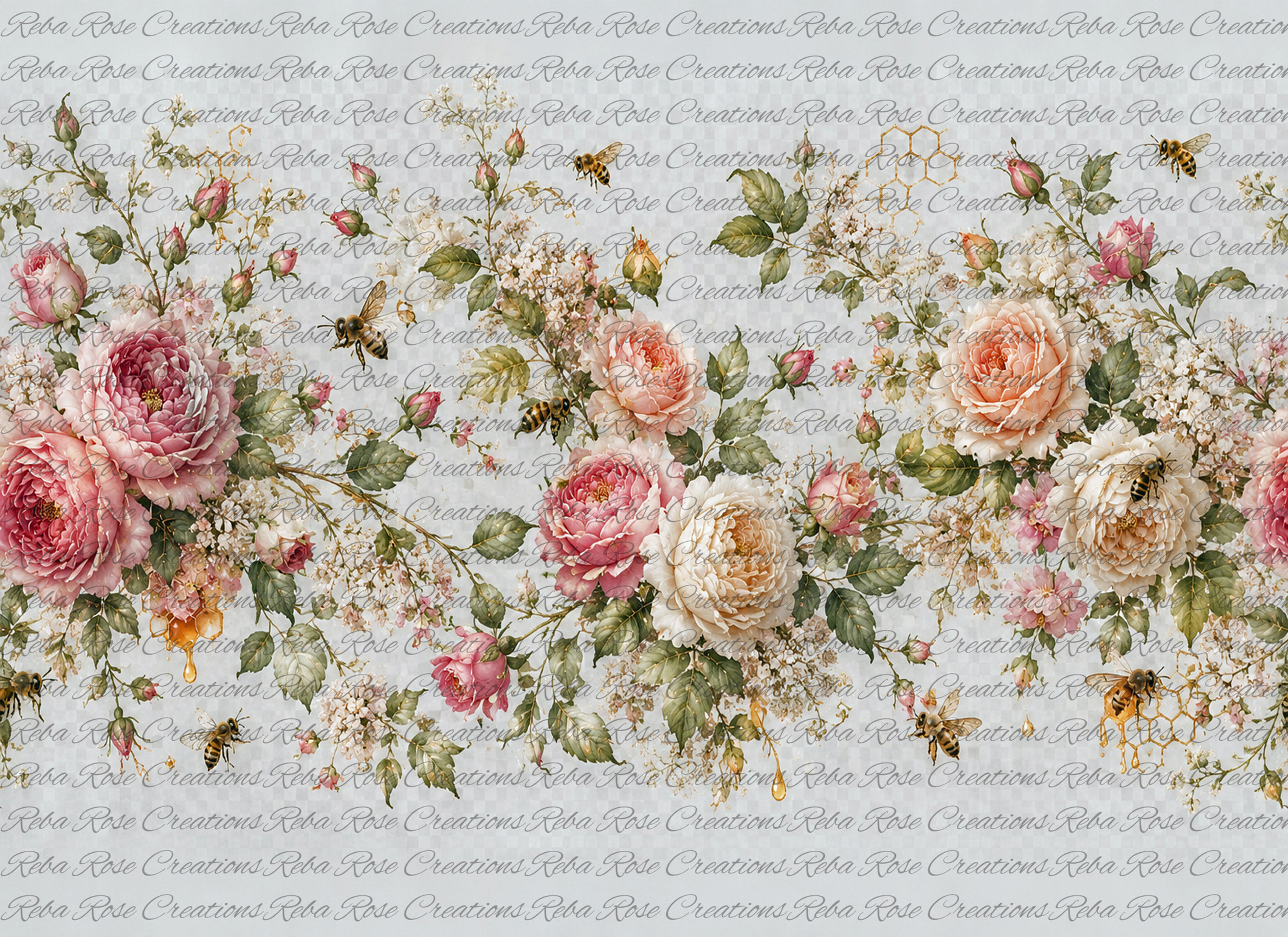 01-Vellum Candle wraps -Bees _ Roses