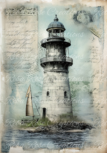 0662 - Vintage Lighthouse | Reba Rose CreationsA4 Rice Paper 11.75 x 8 ...