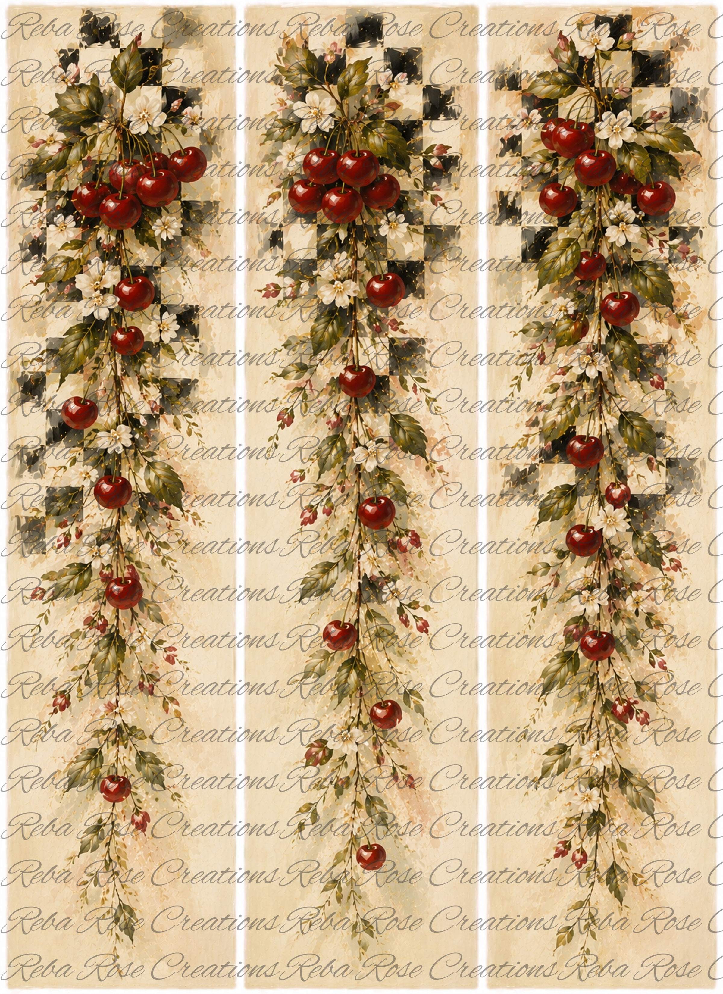 3098-Spoon Bouquet- Checkered Cherries