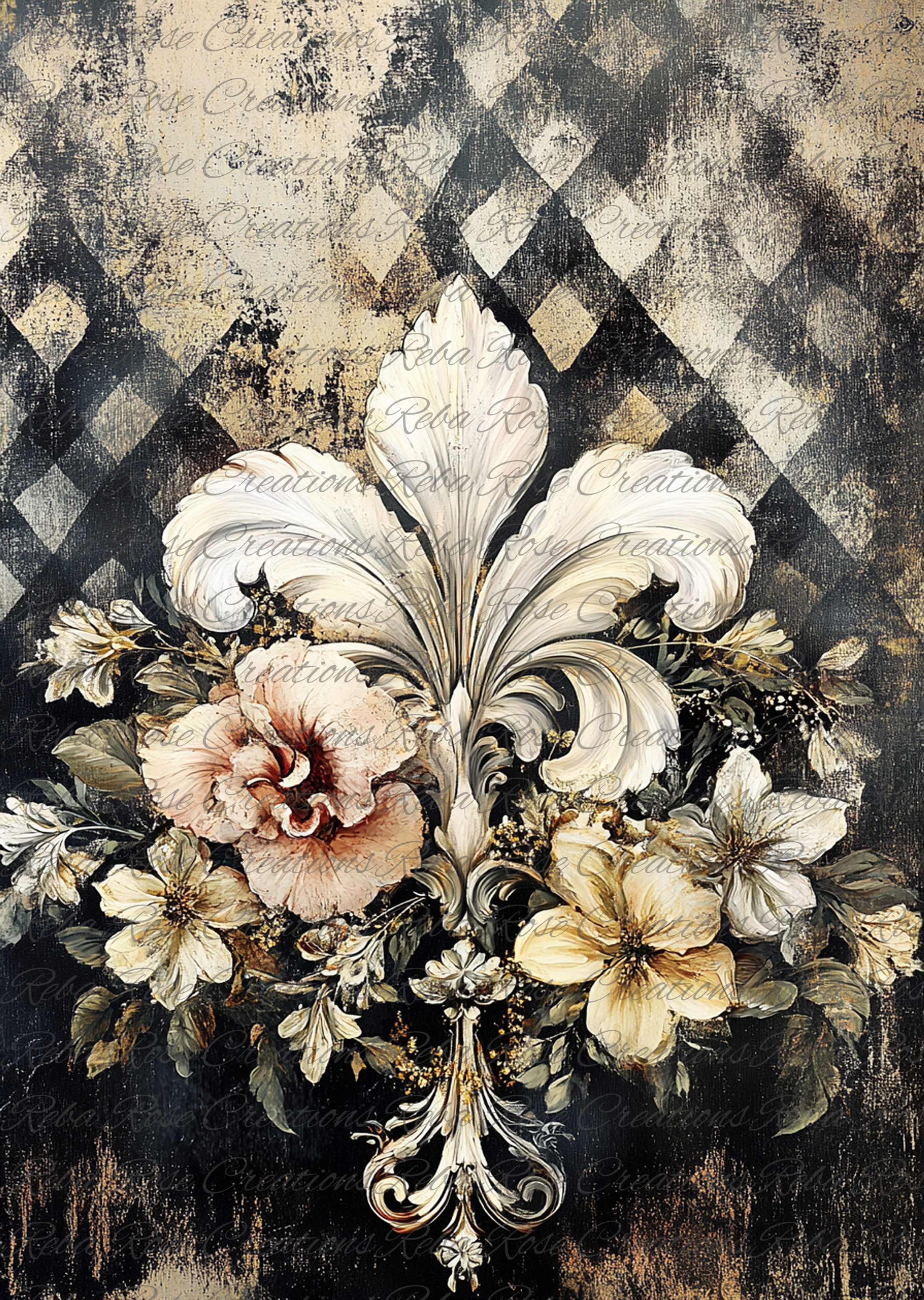 1862-Black & white Spring Fleur De Lis