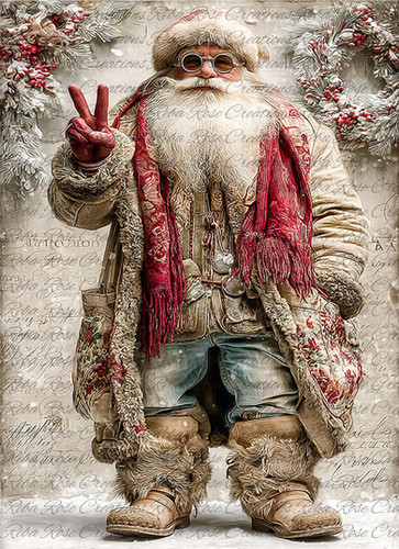 Santa Rappy 2309-Hippi Santa | Reba Rose Creations8.25 x 11.75 Rice Paper 30 ...