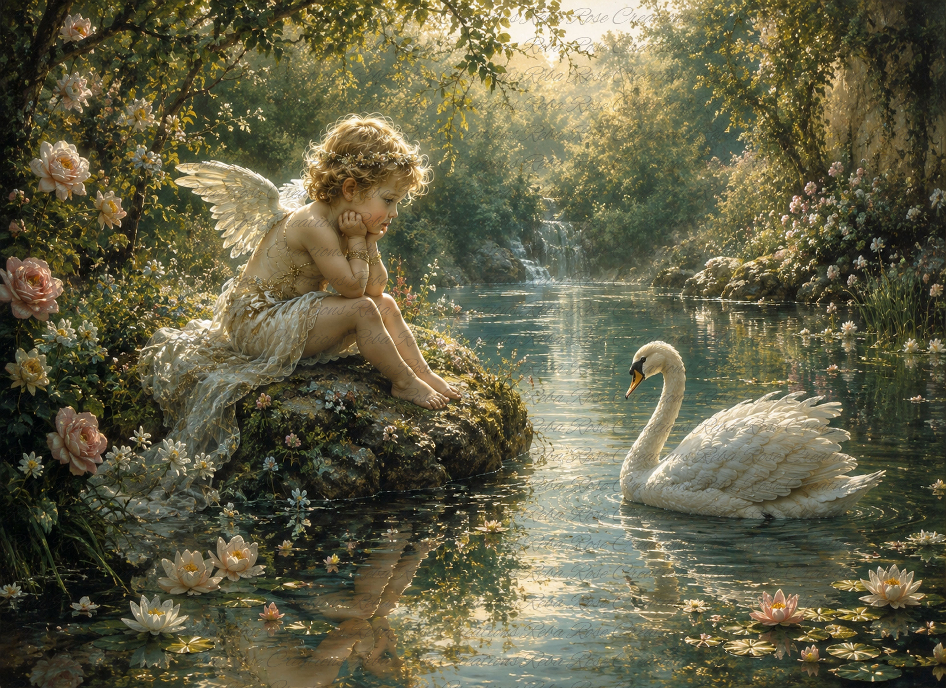 0213 - Cherub with Swan