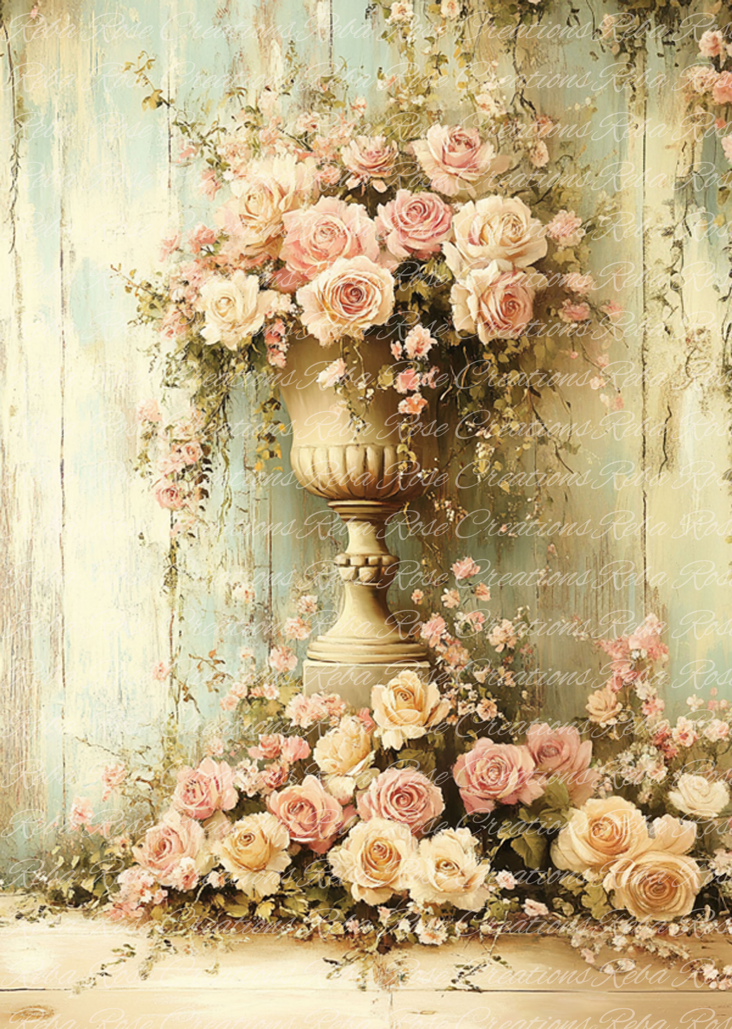 1892-Green Garden Floral Urn