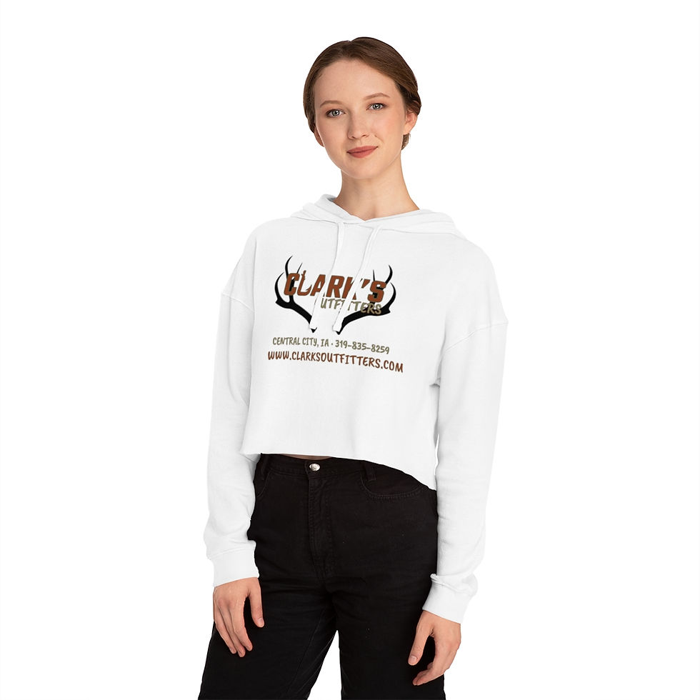 Thumbnail: Women’s Cropped Hooded Sweatshirt - Clarks Outfitters Full Logo