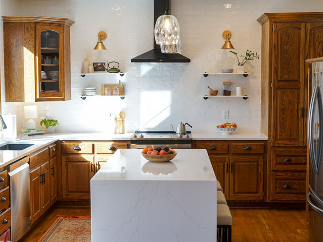 How to make oak cabinets work and save money on your kitchen reno!