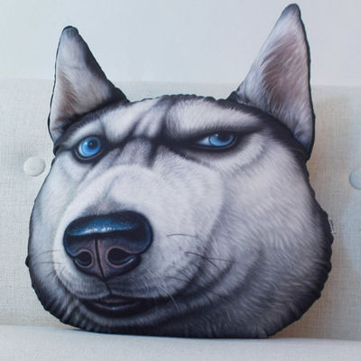 Creative 3D Printed Cartoon Husky Dog Pillow Cushion