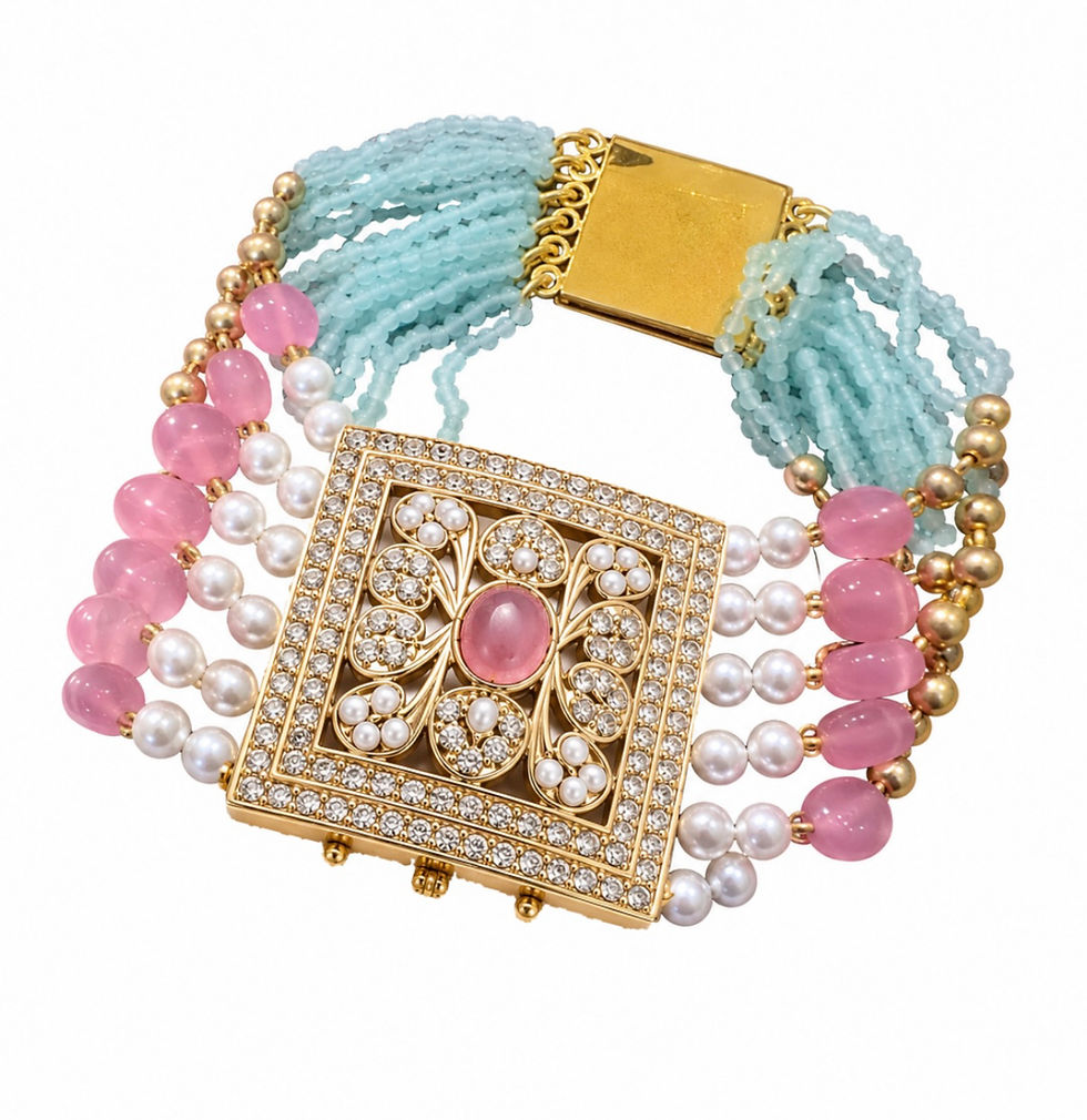Thumbnail: Beautiful Hyderabadi handmade Gold plated bracelet with pearl 