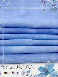 A hand dyed cross stitch fabric called A Very Peri Winter, featuring a lavender blue color.