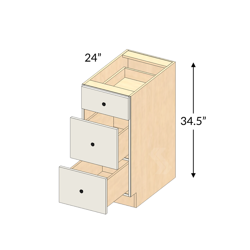 24" 4-drawer base cabinet — representative product view