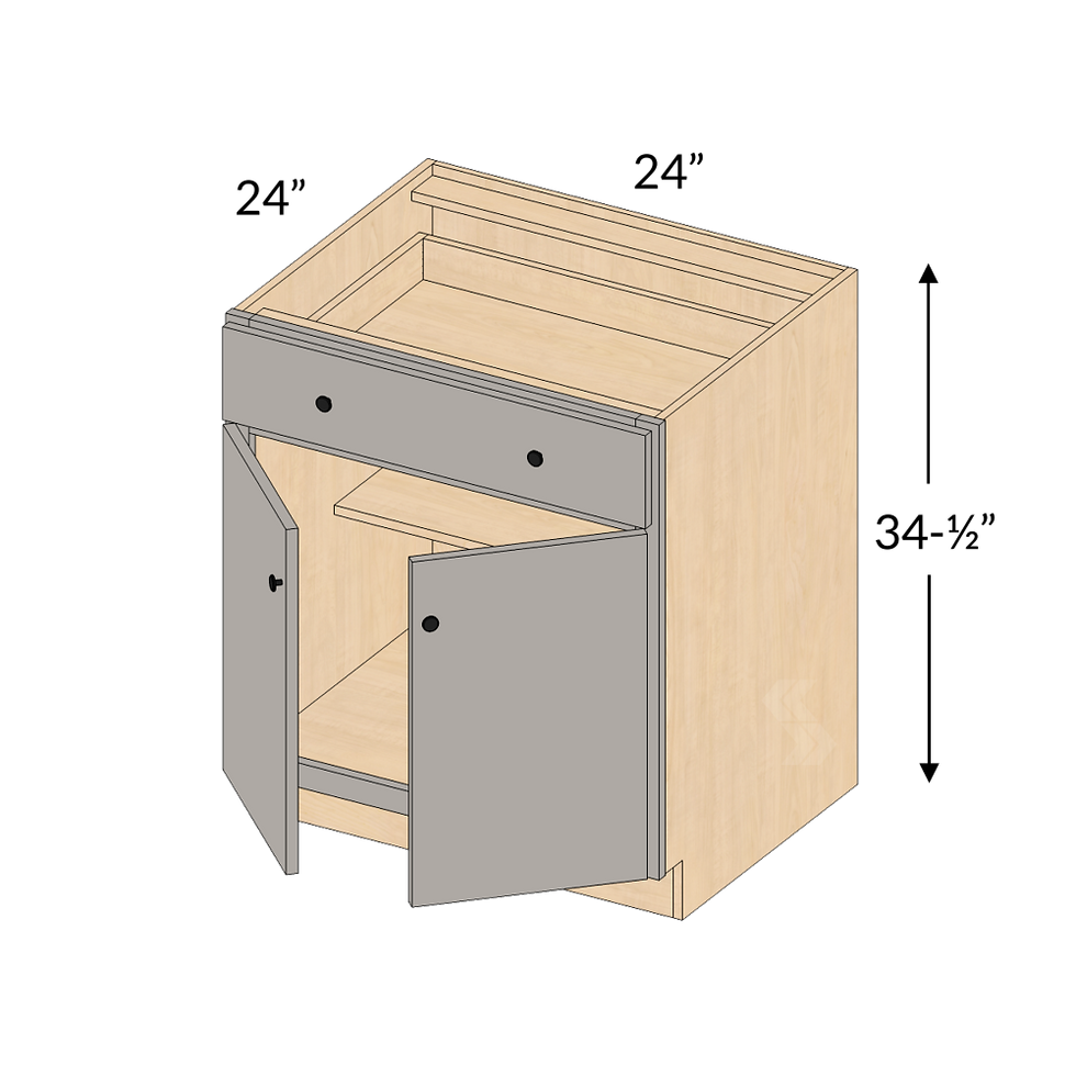 15" base cabinet, 1 door(s), 1 drawer — representative product view