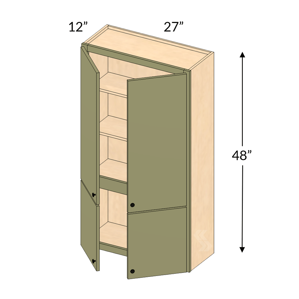 27" x 84" media tower with open upper and base doors — representative product view