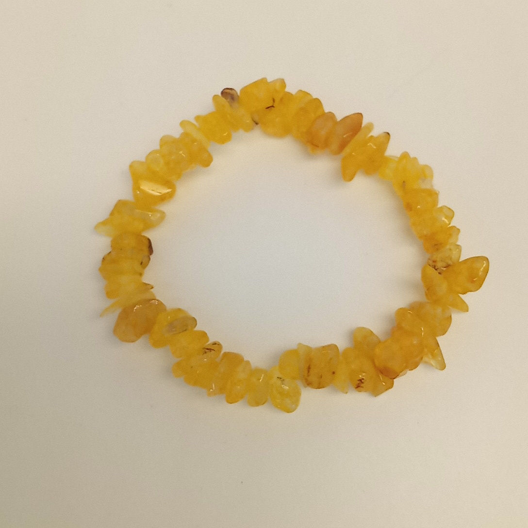 7 inch Stretchy yellow natural stone chip Bracelet 