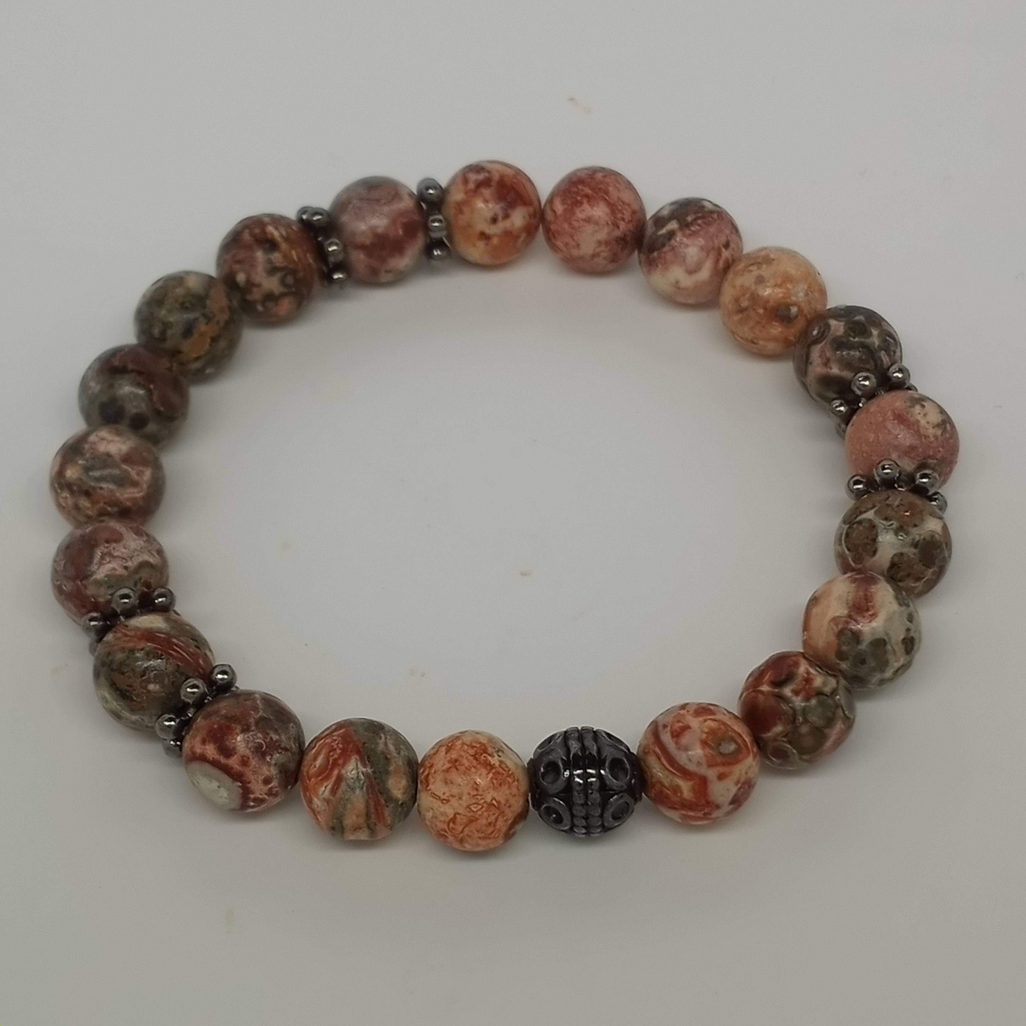 7 inch 8mm Picasso jasper bracelet 